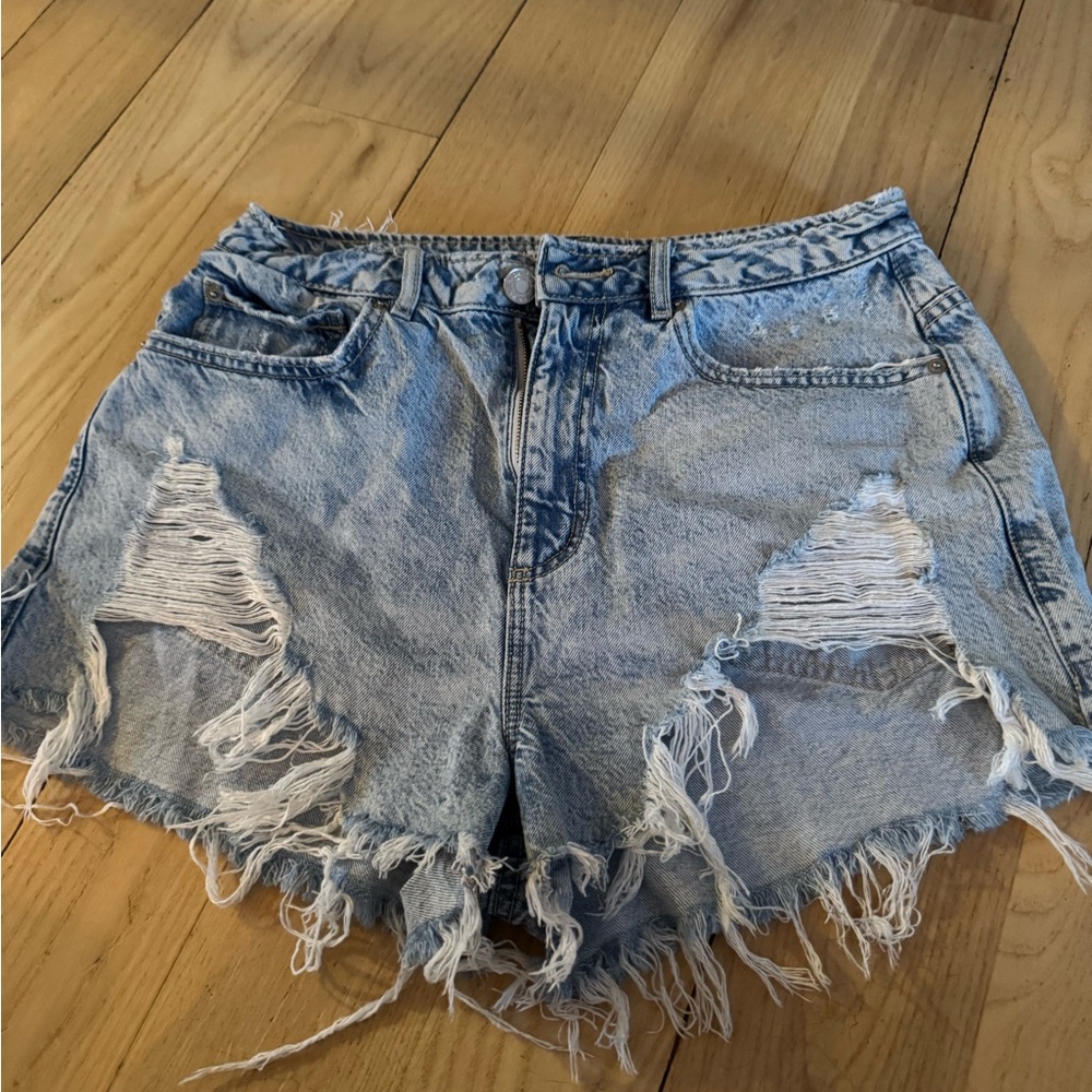 Garage Light Blue Distressed Jean Shorts